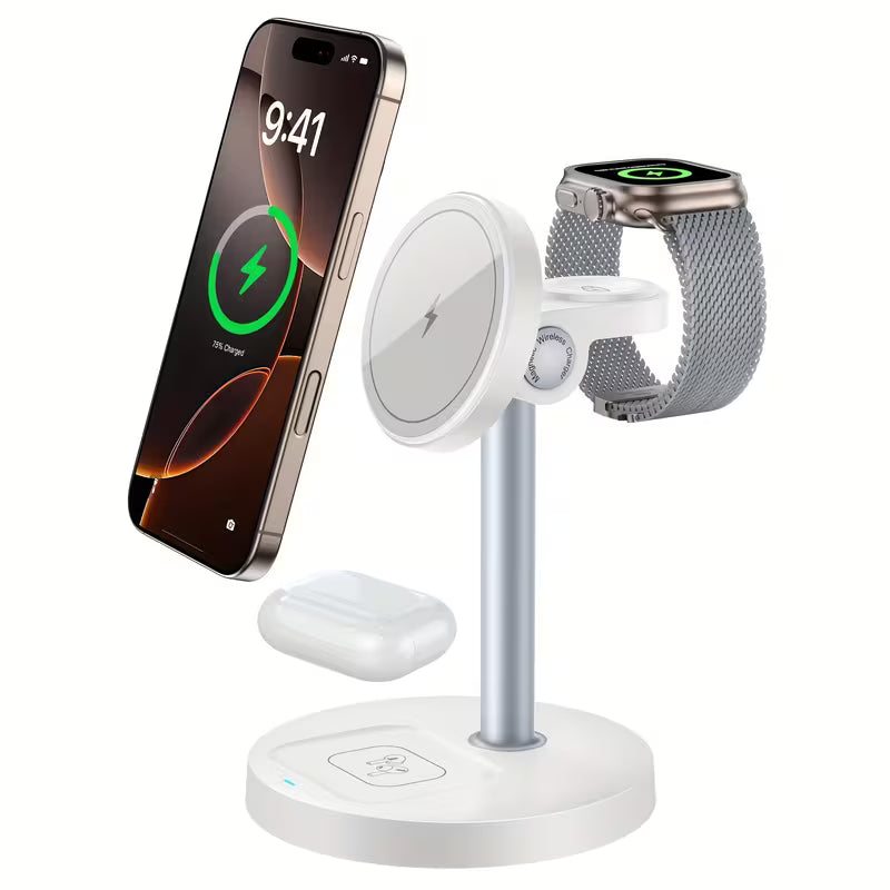 15W Magnetic Wireless Charger Desktop Phone Stand 3-in-1