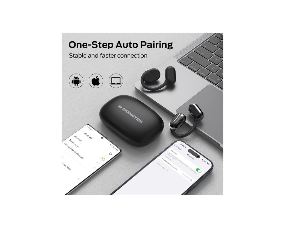 MONSTER Open Free AC100 Open Ear Bluetooth 5.3 Headphones: Hear the world, feel the music - YesMegastore