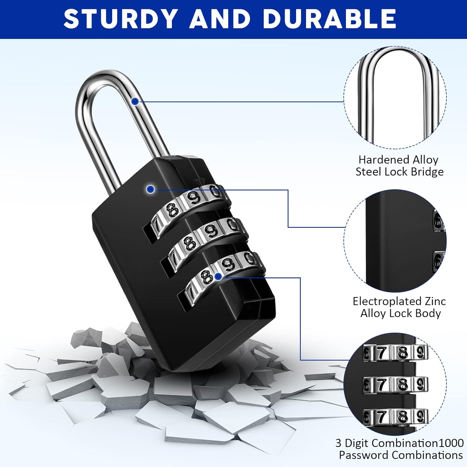 3 Digit Combination Lock Small Combo - YesMegastore