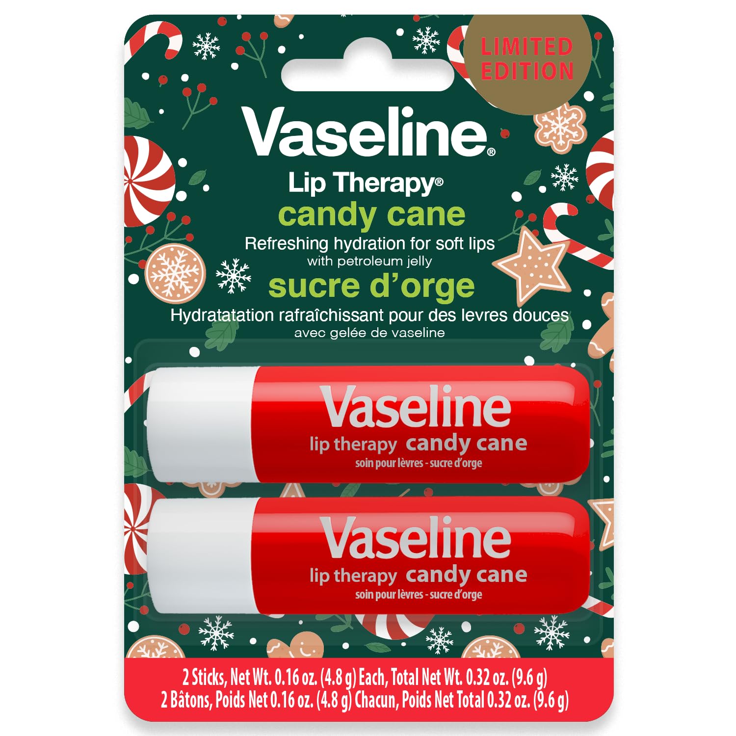 Vaseline Lip Therapy Stick Twin Pack – Candy Cane Holiday Limited Edition - YesMegastore