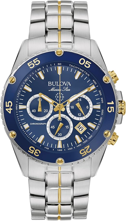 Bulova Marine Star 98B400 Blue Dial Two Tone Chronograph Watch