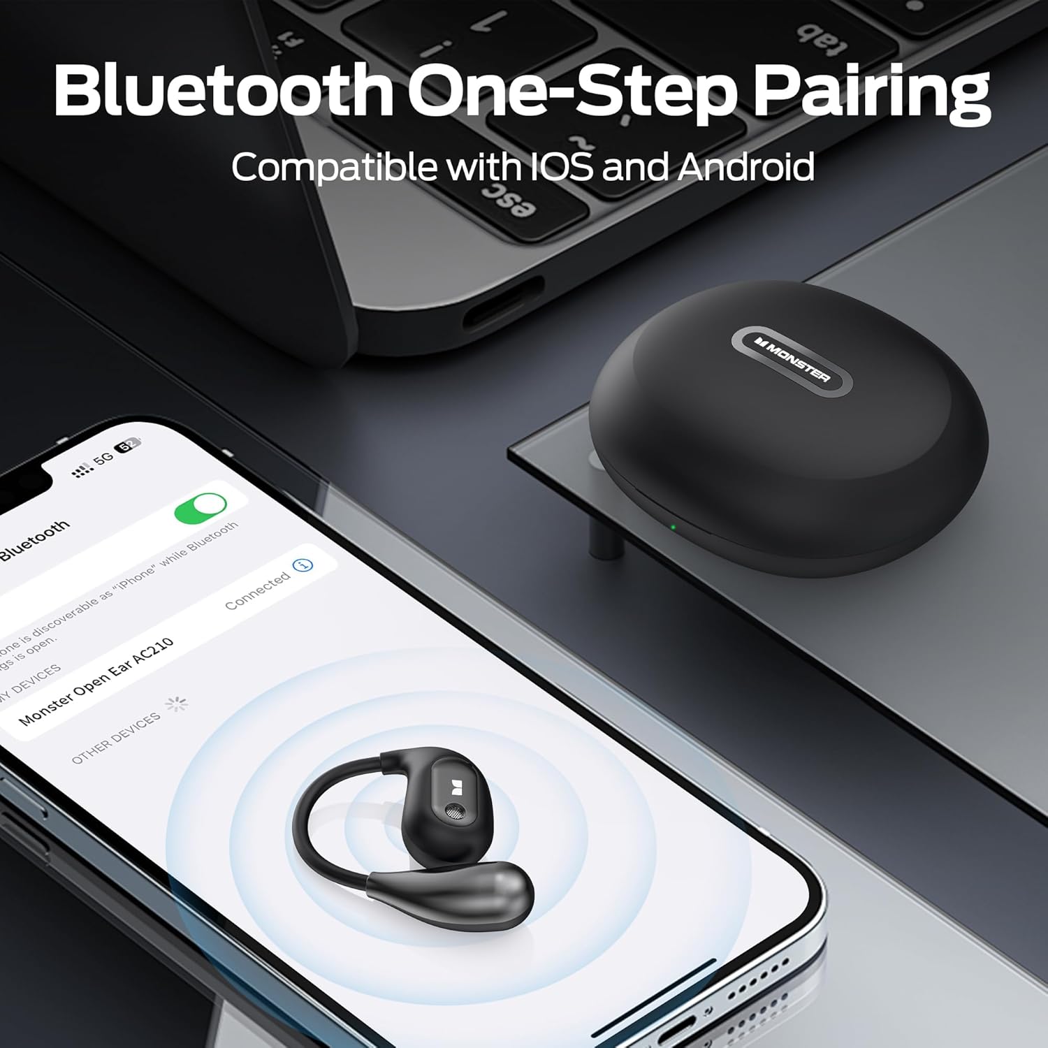 Monster Open Ear AC210 Headphones Bluetooth 5.4 Earphones Stereo Sound - YesMegastore
