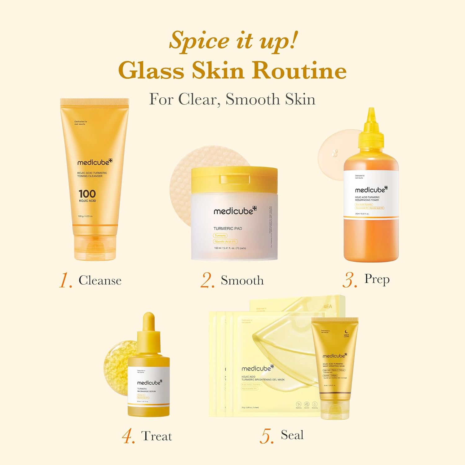 Medicube Kojic Acid Turmeric Clarifying Toner Pad