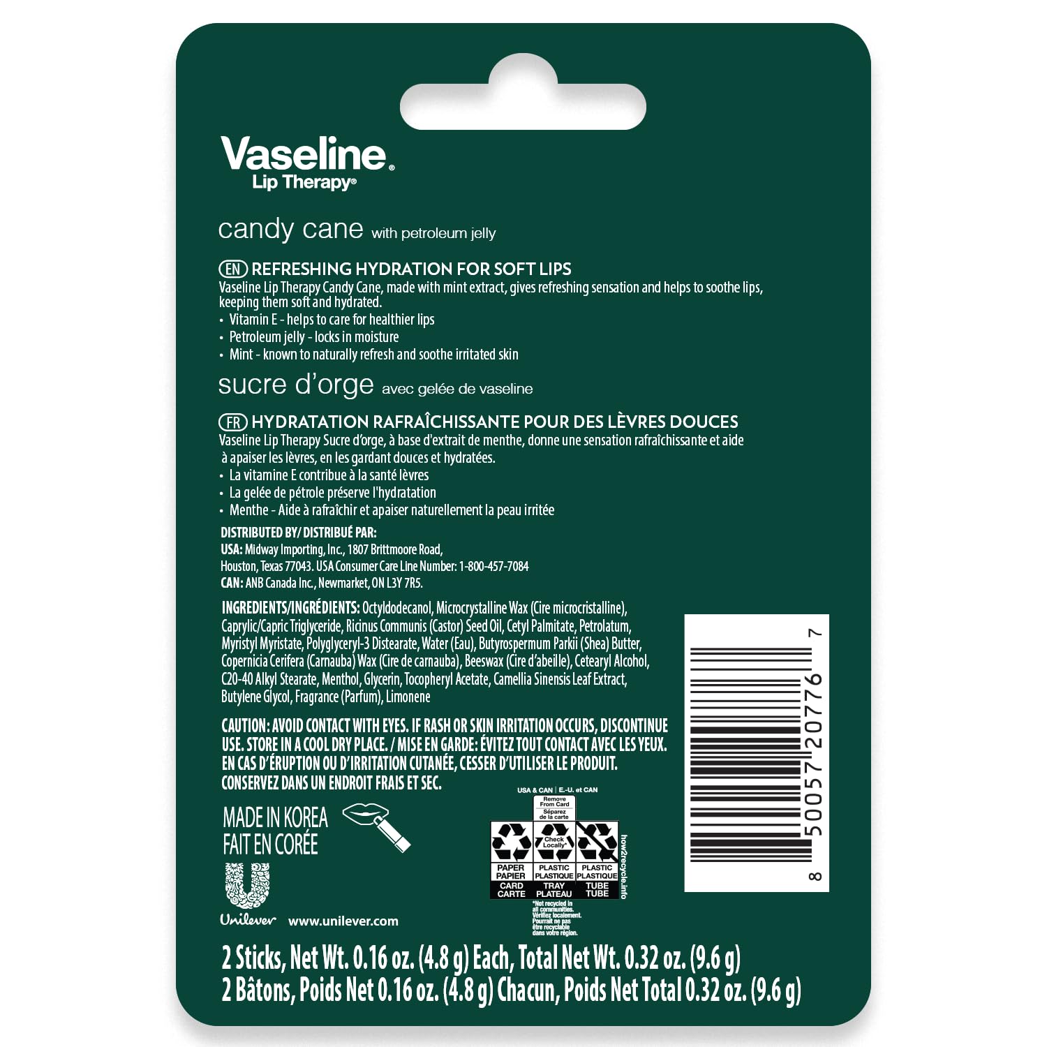 Vaseline Lip Therapy Stick Twin Pack – Candy Cane Holiday Limited Edition - YesMegastore
