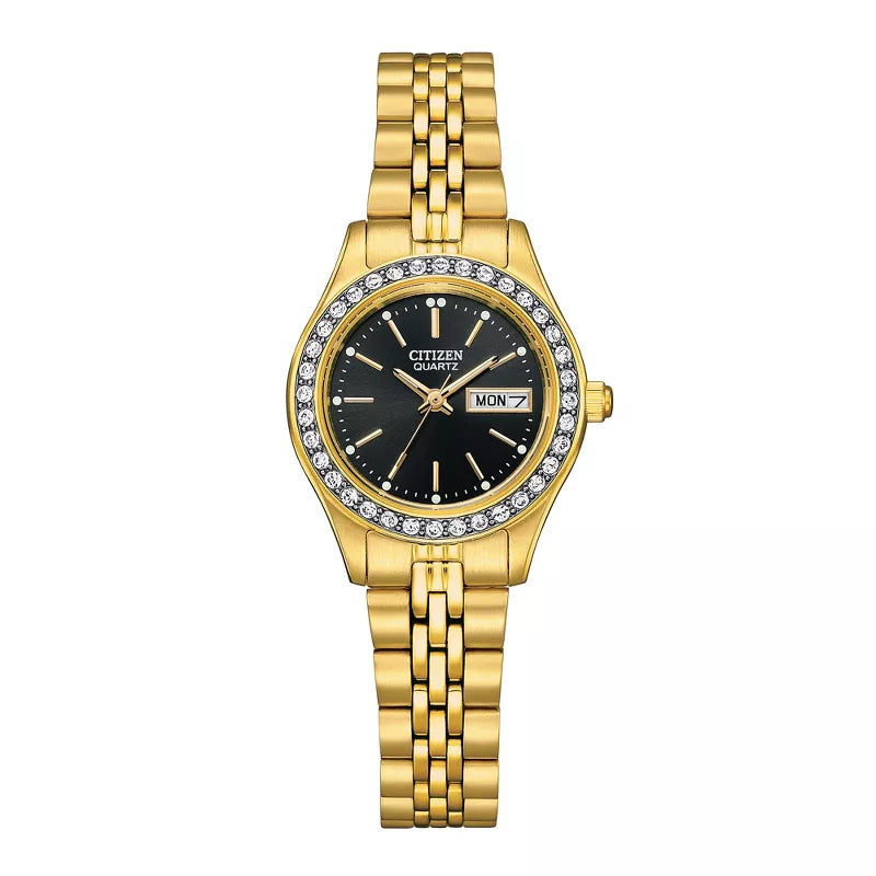 Citizen Quartz Crystal Black Dial Ladies Watch EQ0532-55E